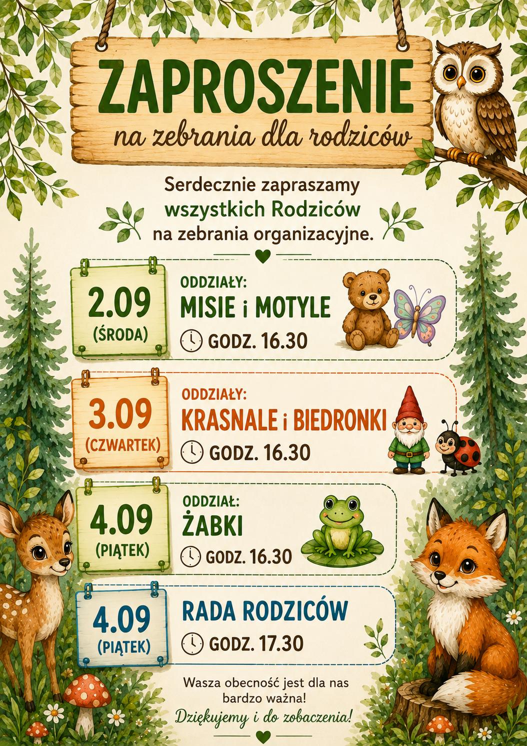 Zebrania z rodzicami wrzesień 2026
